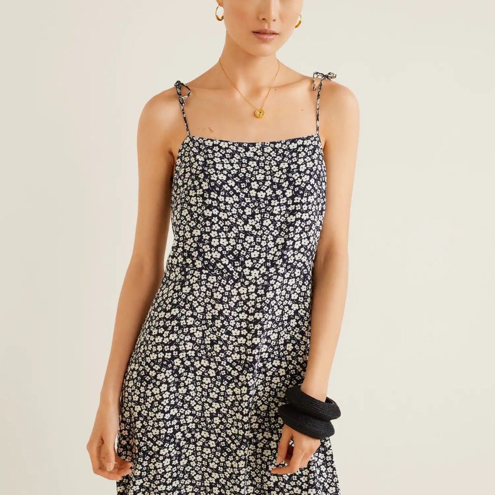 Mango Chiara Dress in Floral Navy